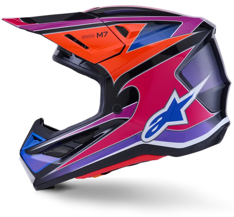 ALPINESTARS SUPERTECH SM7 S-M7 ENDURO HELMET FUSE ECE06 BLUE PURPLE PINK GLOSSY